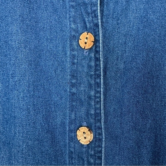 New Direction Women Button Down Shirt Petite L Palm Tree Hawaiian Vintage Retro - Picture 6 of 13